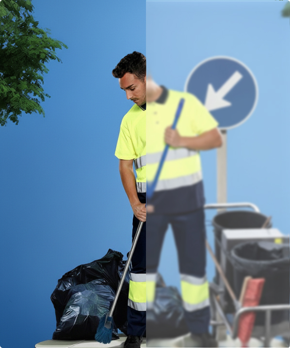 Eine Reinigungskraft beim Putzen